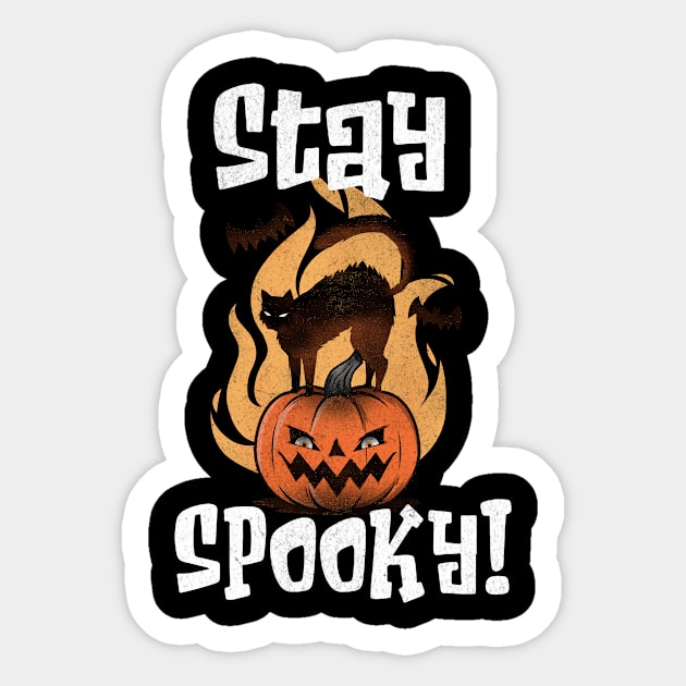 Stay Spooky: Black Cat and Jack-o'-Lantern Halloween Design Sticker by Designed By Marty